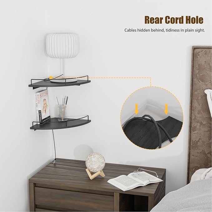 Corner Floating Shelves, Rustic Brown Wood, Wall Mount Storage - Image 3