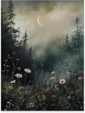 rumlud Dark Flower Field Poster Vintage Moody Academia Wall Art Nature Black by rumlud