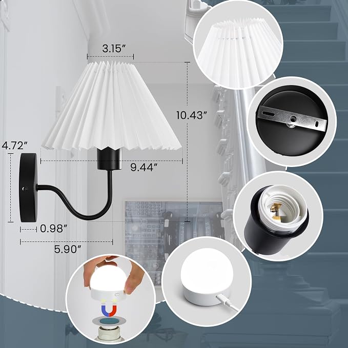 Rechargeable Battery Operated Wall Sconce Sets of 2, 15 Colors Wireless - Image 5