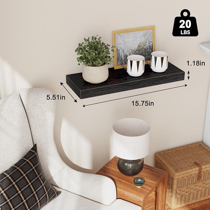 Fixwal Floating Shelves for Wall, 15.7" Wood Wall Mounted Shelves for Living - Image 3