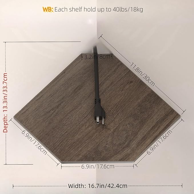 JJL Corner Shelf, 12 Inch Corner Shelf Wall Mounted - Image 3