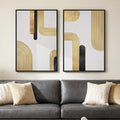 Large Framed Gold Abstract Wall Art Set of 2 by MXART