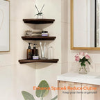 Gieanoo Floating Corner Shelves Set 2 10inch Walnut Solid Oak Rounded Corner - Image 4