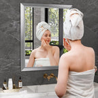 Amorho 30x36 Inch Bathroom Mirror Silver, Thick Metal Framed Wall Mirrors - Image 6