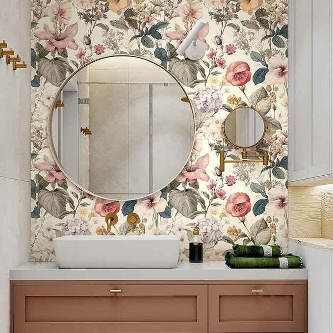Jeweluck Floral Wallpaper Peel and Stick Vintage Floral Contact Paper Peel and - Image 7