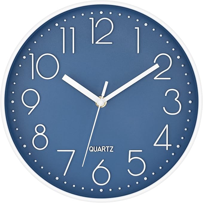 Foxtop 10 Inch Wall Clock Silent Non-Ticking Battery Operated Quartz Round by Foxtop