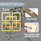 Weysat Wall Mount Home Mirror, 2 Pieces Silver Square Decorative Mirror - Image 2