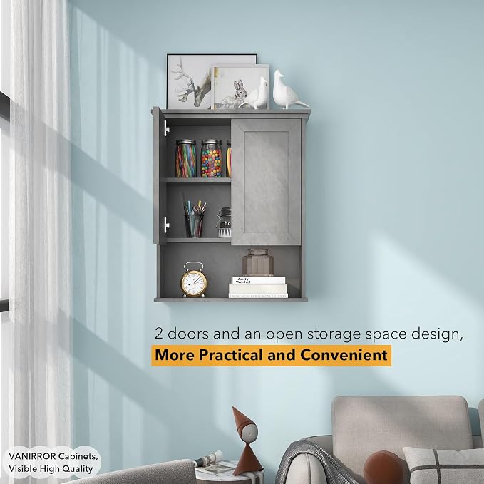 VANIRROR Bathroom Wall Cabinet Over Toilet Storage Cabinets 25x30 in Above - Image 8