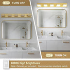 Modern LED Bathroom Lights Fixtures 5-Light, Metal Gold Acrylic Wall Lighting - Image 3