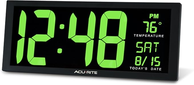 AcuRite 75155M 14.5" Large Green LED Digital Clock Inch - Image 3