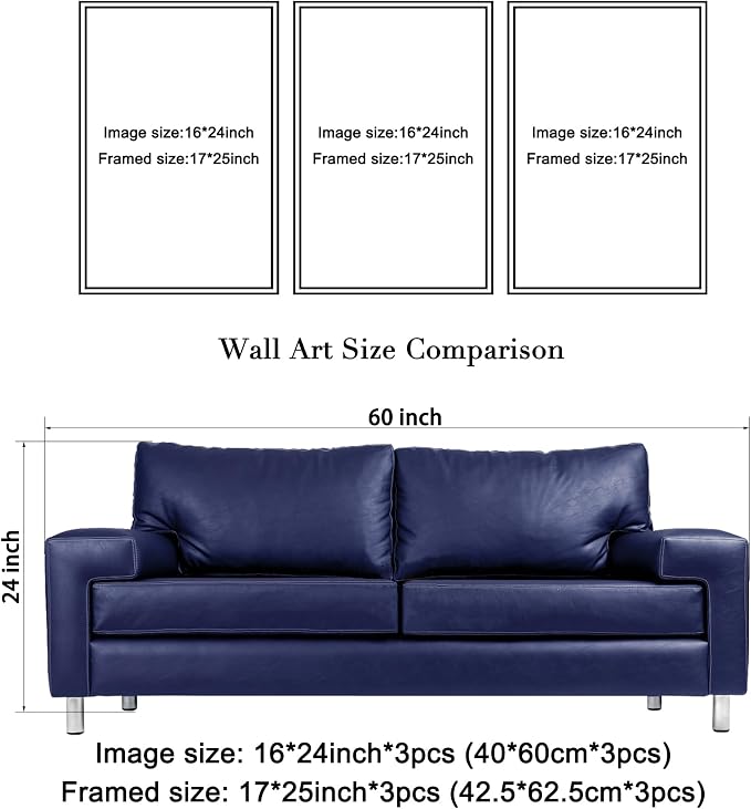 Wieco Art Black Framed 3 Panels Canvas Prints of Vincent Van Gogh Paintings - Image 7