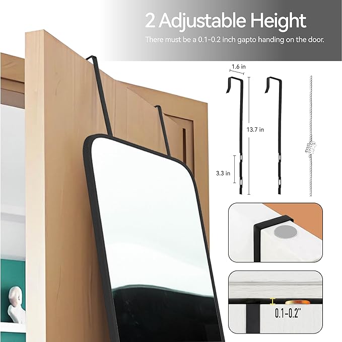 SCWF-GZ 57x16 Door Hanging Full Length Mirror, Floor Stand Wall Mounted Metal - Image 6