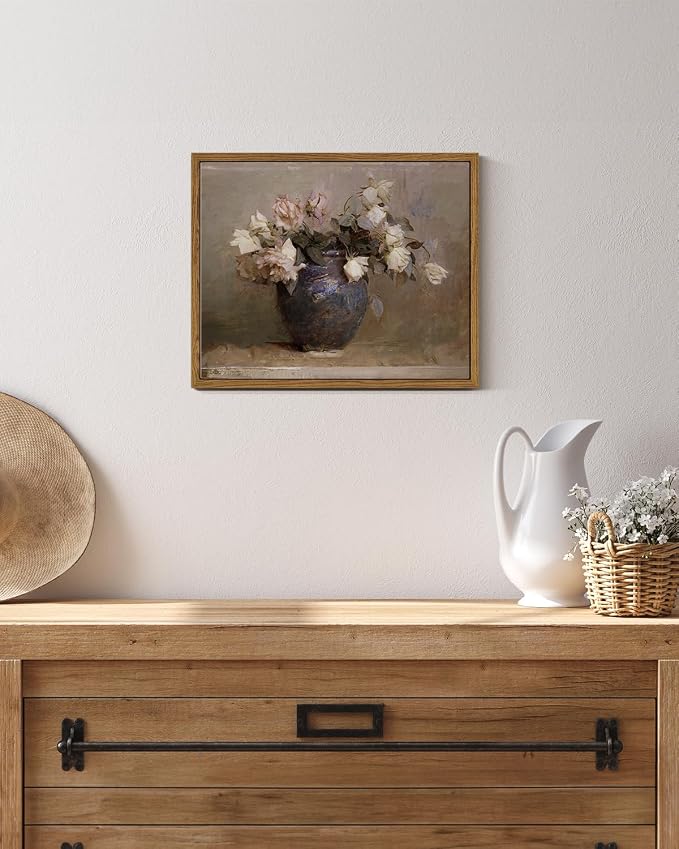 InSimSea Framed Canvas Wall Art Vintage Decor, Home Decor Flower in Pots Canvas - Image 4