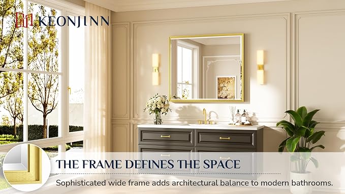 Keonjinn 42" x 36" Gold Mirrors - Image 7