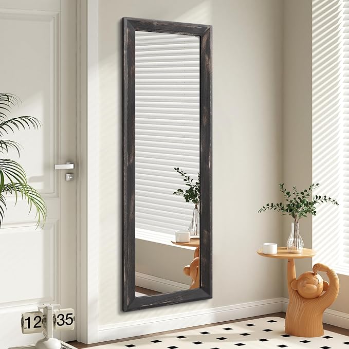 AAZZKANG Rectangular Mirror Full Length Wooden Frame Retro Large Wall Hanging by AAZZKANG