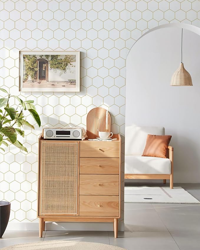 Gold Wallpaper Geometric Peel and Stick Wallpaper - Image 3