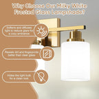 Ascher Bathroom Light Fixtures, 3-Light Vanity Light Over Mirror, Wall Lamp - Image 4