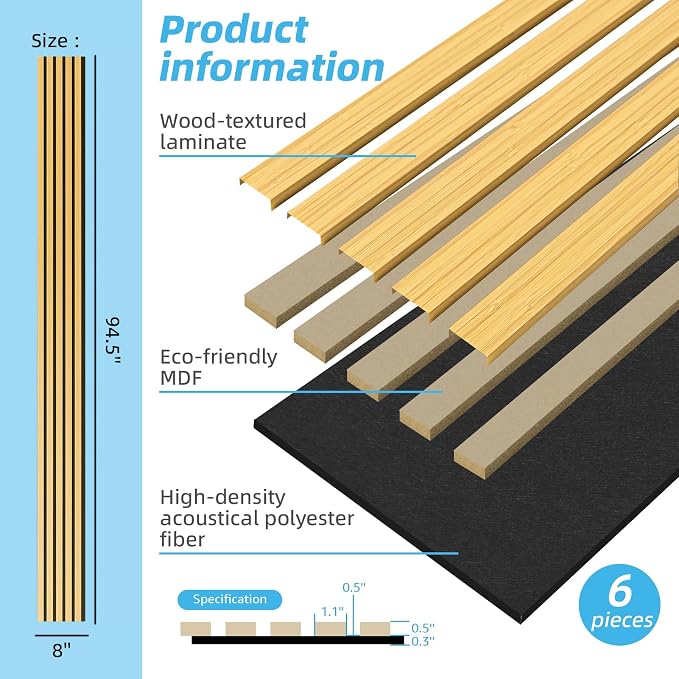 Art3d 6-Piece Wood Slat Acoustic Panels - Image 6