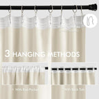 MIULEE Beige White Back Tab Blackout Curtain 96 Inch Long 2 Panels Set - Image 3