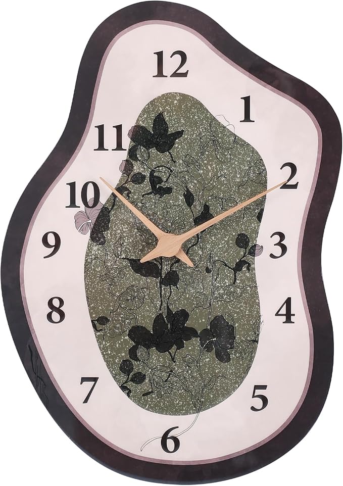 Mid Century Retro Irregular Shape Wall Clock, Silent Non-Ticking Battery by SCOAGE