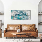 Family Wall Decor Teal Kitchen Wall Art Farmhouse Inspirational Quotes Canvas - Image 4