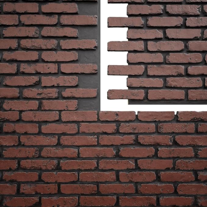 EverStone Aged Brick Faux Brick Panel, 46 7/8"W x 27"H x 1 1/4"D, Heath Color - Image 9