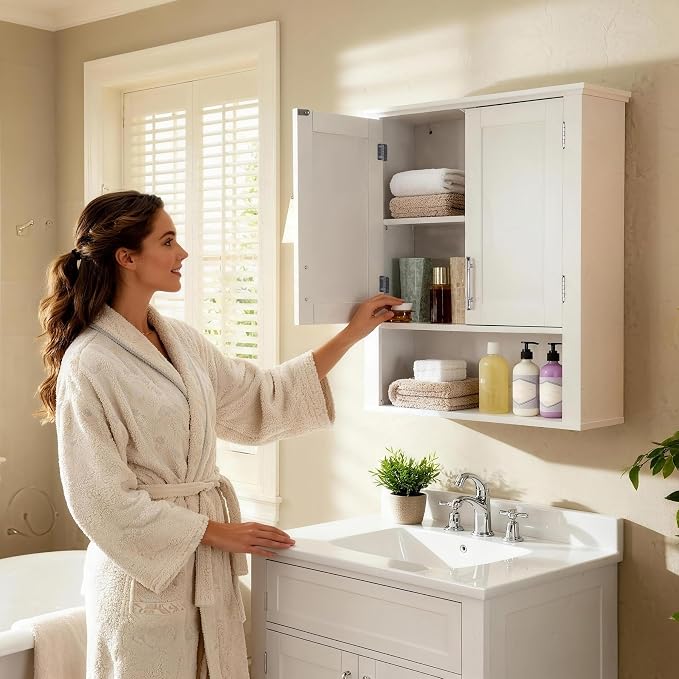 SUPER DEAL Bathroom Wall Cabinet Over The Toilet, Wall Mount Storage Medicine - Image 6