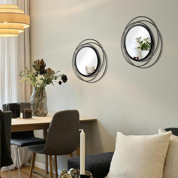 2 Set. Circle Mirrors for Wall Decor for Living Room Bedroom Bathroom Entryway - Image 5