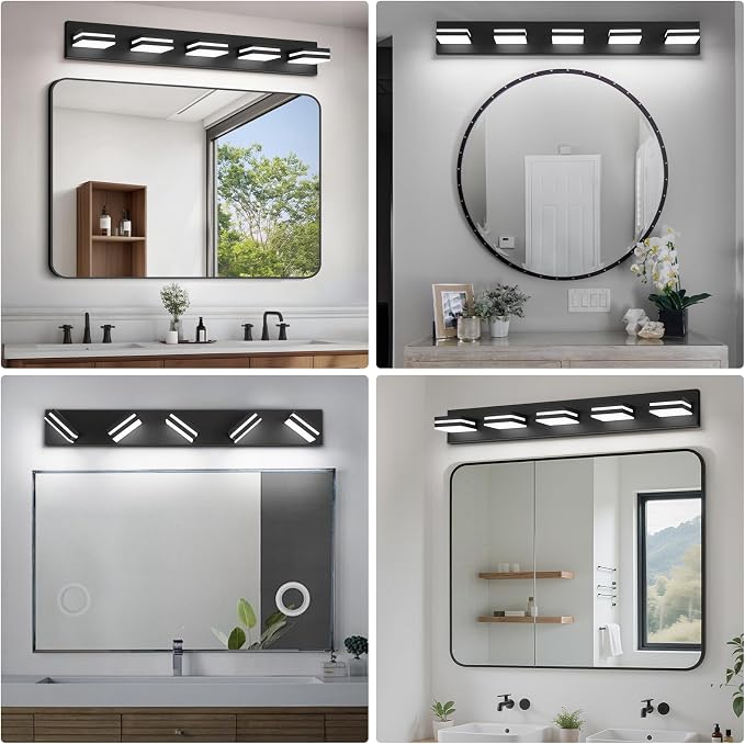 Modern LED Bathroom Lights Fixtures, Metal Black Acrylic Wall Lighting - Image 7