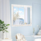 Tanmicoshomy 30 x 30 Inch White Rectangle Wall Mirror, Natural Shell Framed - Image 6