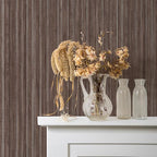 Tempaper Textured Brown & Metallic Silver Faux Grasscloth Removable Peel and - Image 2
