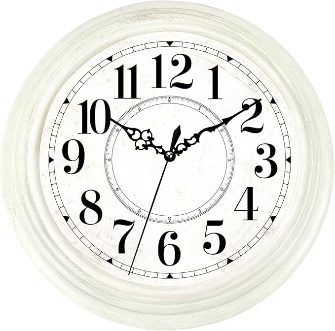 Vintage Wall Clock 13 Inch Quartz Silent Non-Ticking Analog Clock Battery by Comfytune