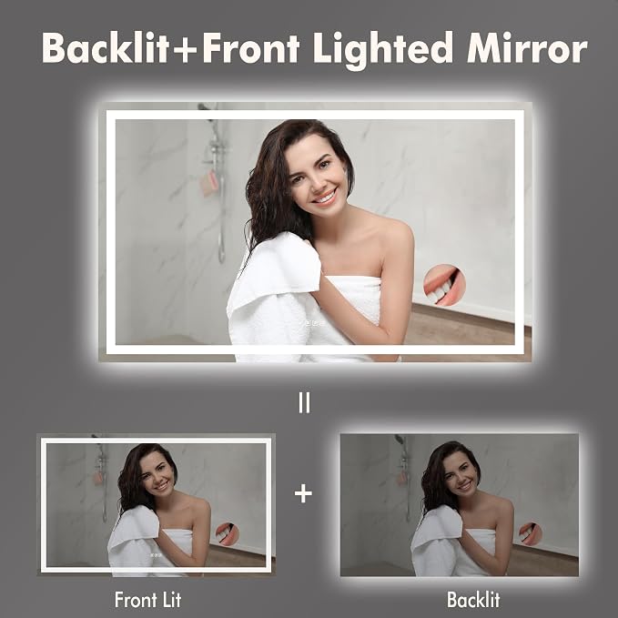 GarveeHome 60x36 LED Bathroom Mirror - Image 3