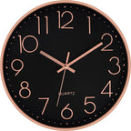 Foxtop Modern Wall Clock 12 Inch Non-Ticking Silent Battery Operated Round by Foxtop