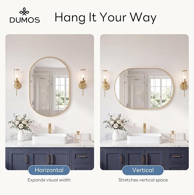 DUMOS 20" x 30" Oval Bathroom Mirror, Tempered Glass, Morden Vanity Mirror - Image 4