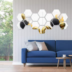 Shappy 32 Pcs Hexagon Mirror Wall Stickers Removable Silver Acrylic Mirror - Image 5