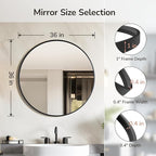 USHOWER Bathroom Mirrors for Over Sink, 36 Inch Circle Mirror - Image 4