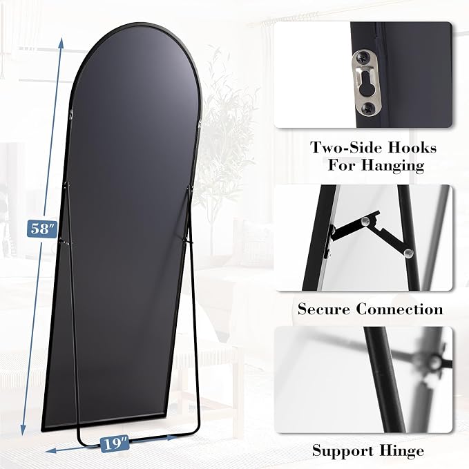 DUMOS 58"x19" Arched Full Length Mirror - Image 5