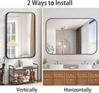 20x30 Inch Black Wall Mirror for Bathroom, Brushed Metal Framed Mirror - Image 7