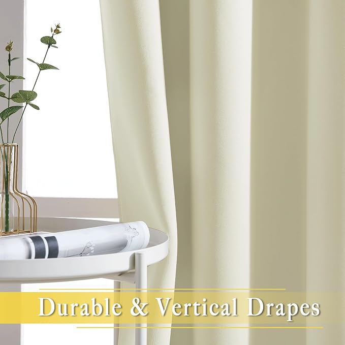NICETOWN Room Darkening Beige Curtain 80 inch Length, Grommet Thermal Insulated - Image 6
