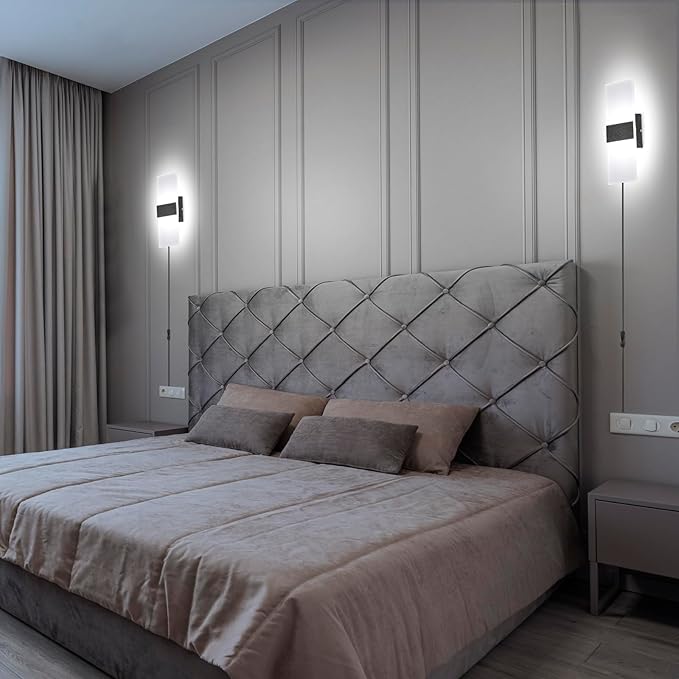TRLIFE Wall Sconce Plug in, Modern Wall Sconces 12W LED Wall Sconce 6000K Cool - Image 2
