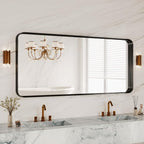 60X28 Inch Black Metal Framed Bathroom Mirror by MYSUNORIA