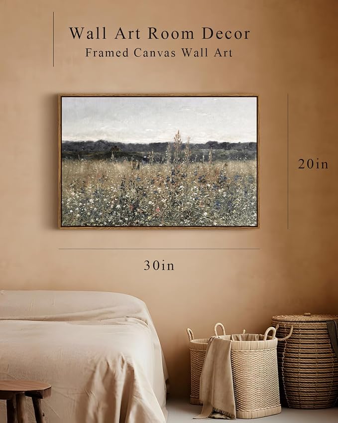 InSimSea Framed Canvas Wall Art Vintage Decor, Large Wall Art, Meadow - Image 5