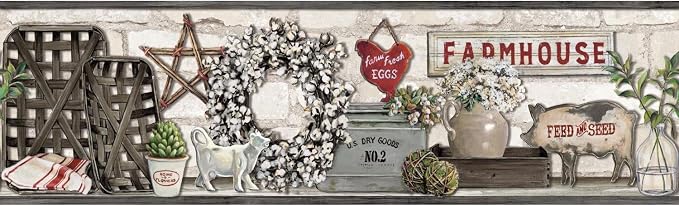 York Wallcoverings Farmhouse Shelf Border by YorkWallcoverings