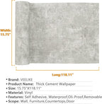 VEELIKE 15.7''x118'' Concrete Wallpaper Peel and Stick Textured Limewash - Image 2