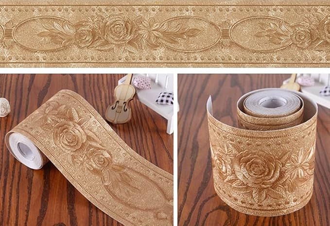 UPREDO 3D Decorative Floral Molding Waterproof Wallpaper Border Peel and Stick - Image 2