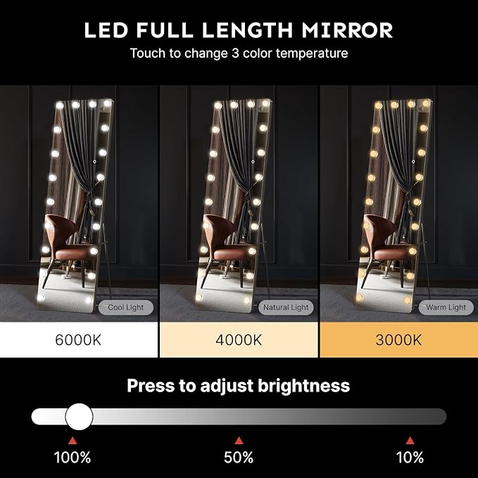 Kosmonia 62x20 Hollywood Full Length Mirror - Image 5