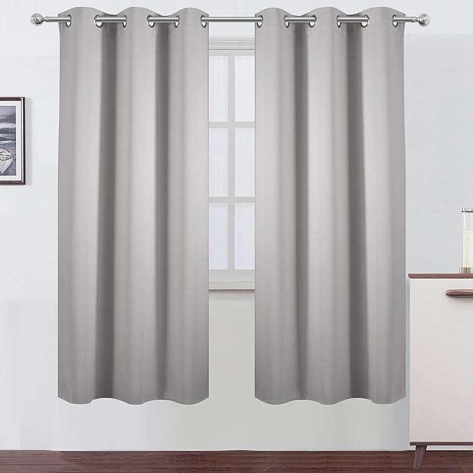 LEMOMO Light Grey Thermal Blackout Curtains/42 x 72 Inch/Set of 2 Panels Room by Lemomo