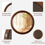 CULER Round Mirrors 30 Inch, Wood Vanity Wall Rustic Mirror - Image 7