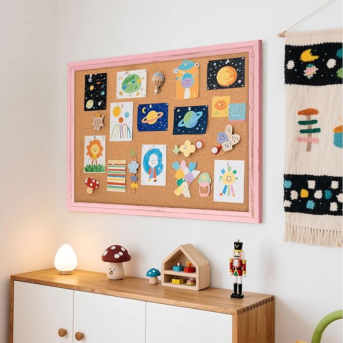 Cork Bulletin Board, Hanging Pin Board Tack Board - Image 8